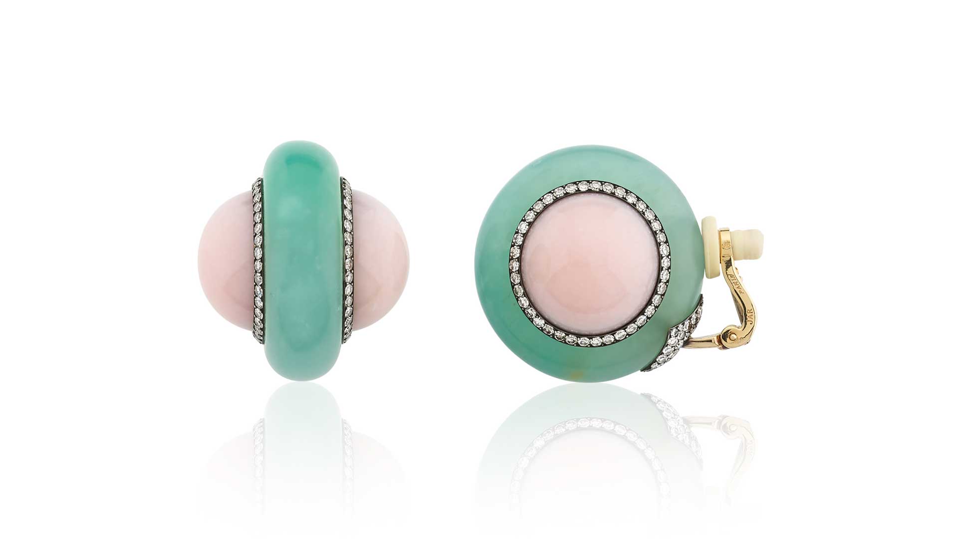 JAR,-Pair-of-chalcedony,-pink-opal-and-diamond-ear-clips